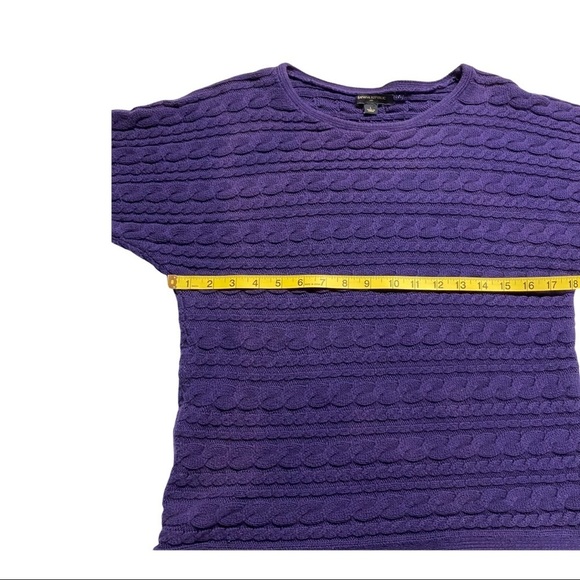 Banana Republic Factory Purple Large 3/4 Sleeve Cable Knit Sweater - Picture 6 of 7